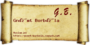 Gnámt Borbála névjegykártya